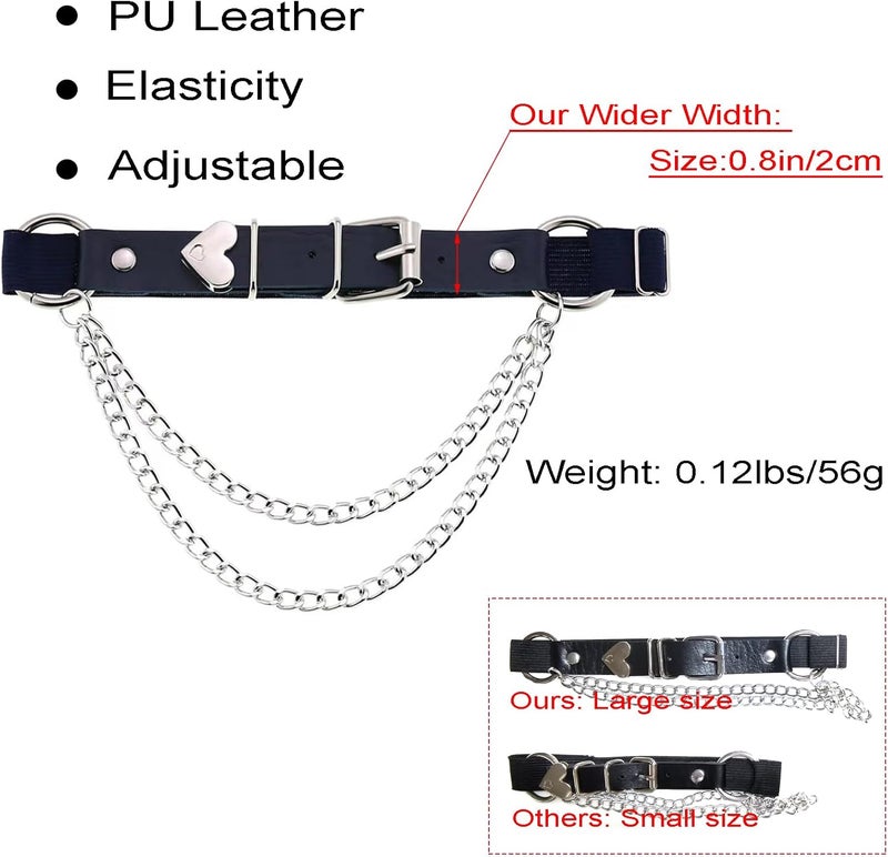 Lockban Adjustable Heart-Shaped Thigh Garter 2 Pieces Punk Leather Garter Belts Leg Garter with Chains Body Accessories - Image 4